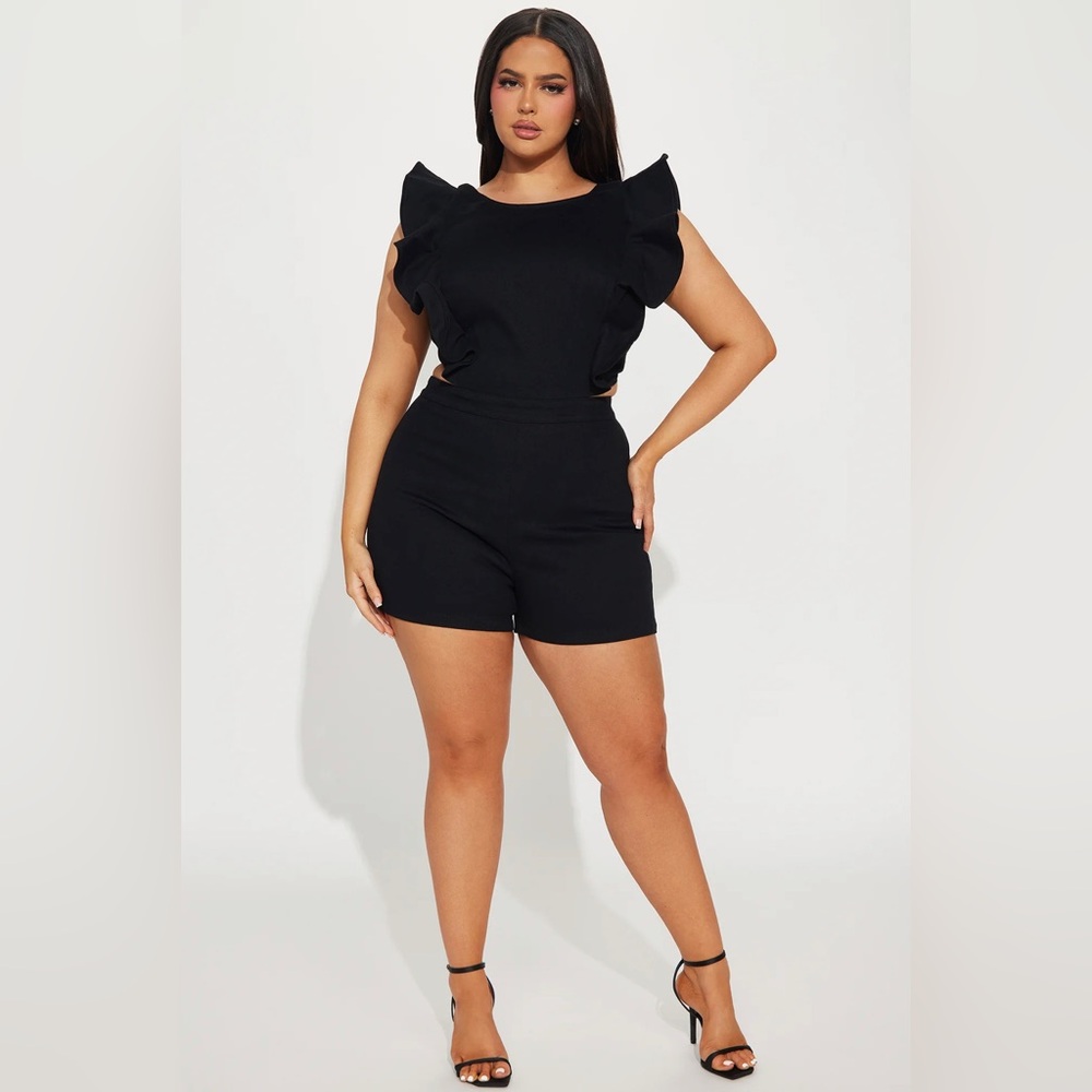 Fashion Nova - Janis Denim Romper - Black